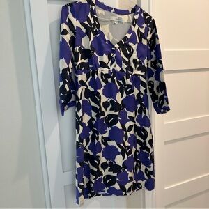 Boden Purple and Black Floral Dress